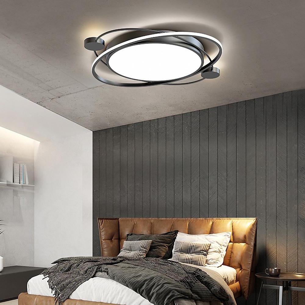 Modern Nordic Round LED Flush Mount Ceiling Light with Remote Control Dimmable Lighting