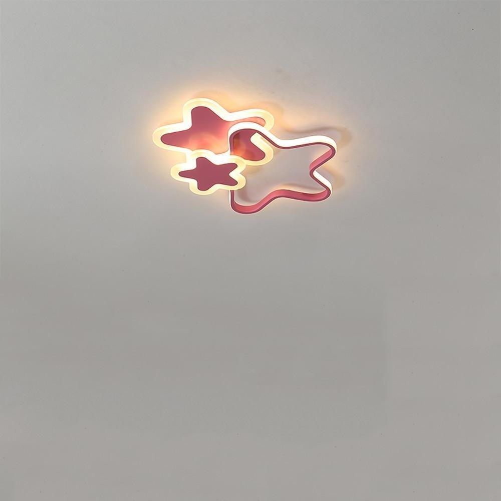 Modern Triple Star LED Flush Mount Ceiling Light for Childrens Bedroom and Nursery Decor