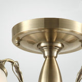 Classic Flower Shaped 8 Light LED Glass Chandelier with Electroplated Metal Finish for Dining Room