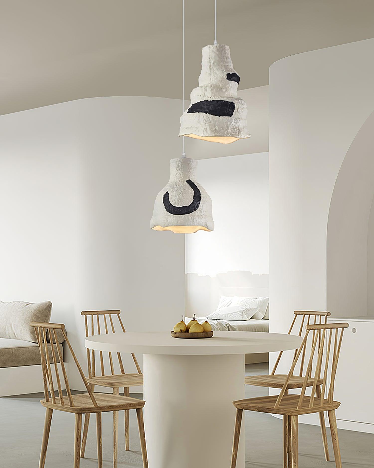 Clovo Postmodern Resin Pendant Light Grey White Decorative Hanging Lamp for Kitchen and Dining Room