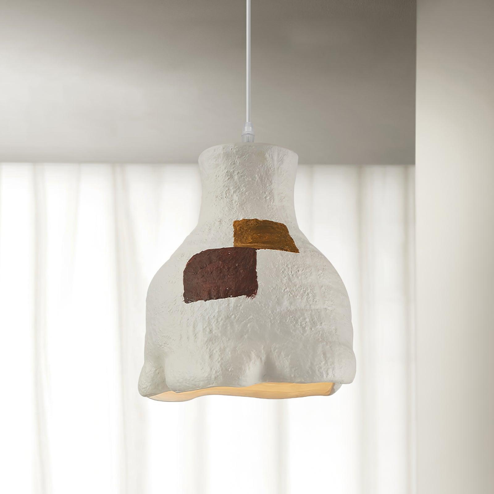 Clovo Postmodern Resin Pendant Light Grey White Decorative Hanging Lamp for Kitchen and Dining Room