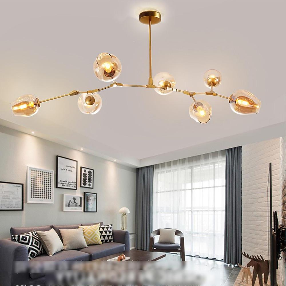 Colorful Glass Globe Sputnik Chandelier Modern Industrial Pendant Lighting for Dining Room and Bedroom