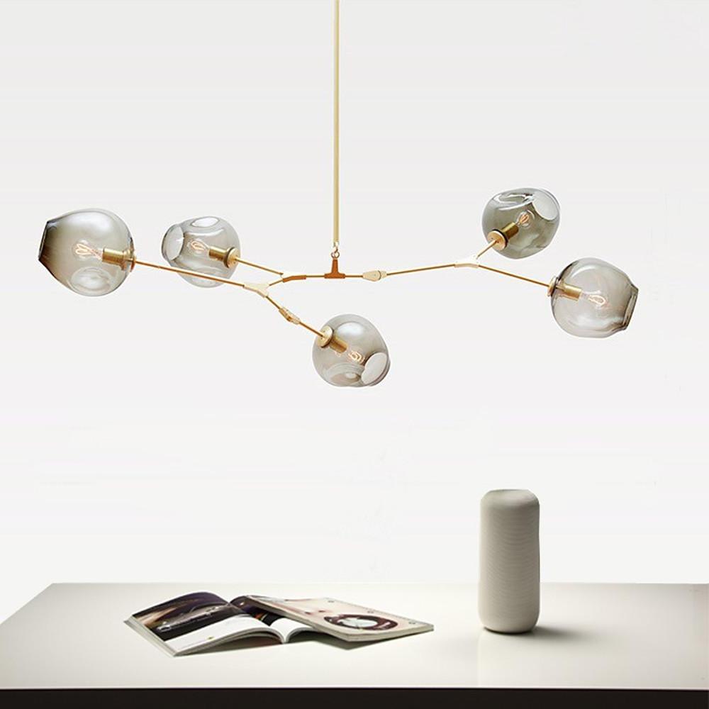 Colorful Glass Globe Sputnik Chandelier Modern Industrial Pendant Lighting for Dining Room and Bedroom