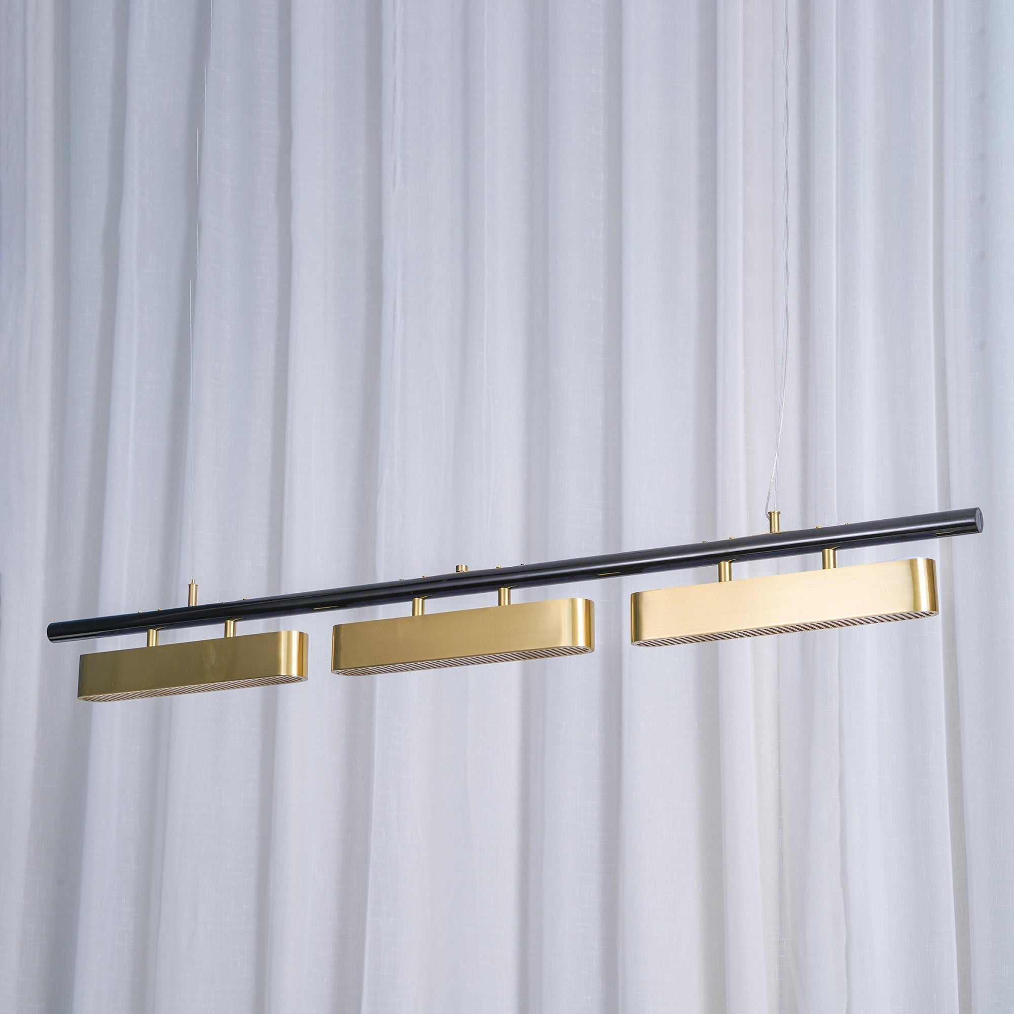 Colt Modern Linear Brass Pendant Light with Integrated LED for Kitchen Island