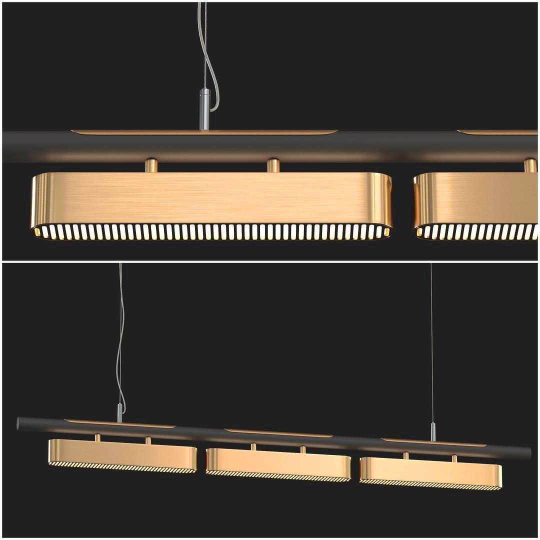 Colt Modern Linear Brass Pendant Light with Integrated LED for Kitchen Island