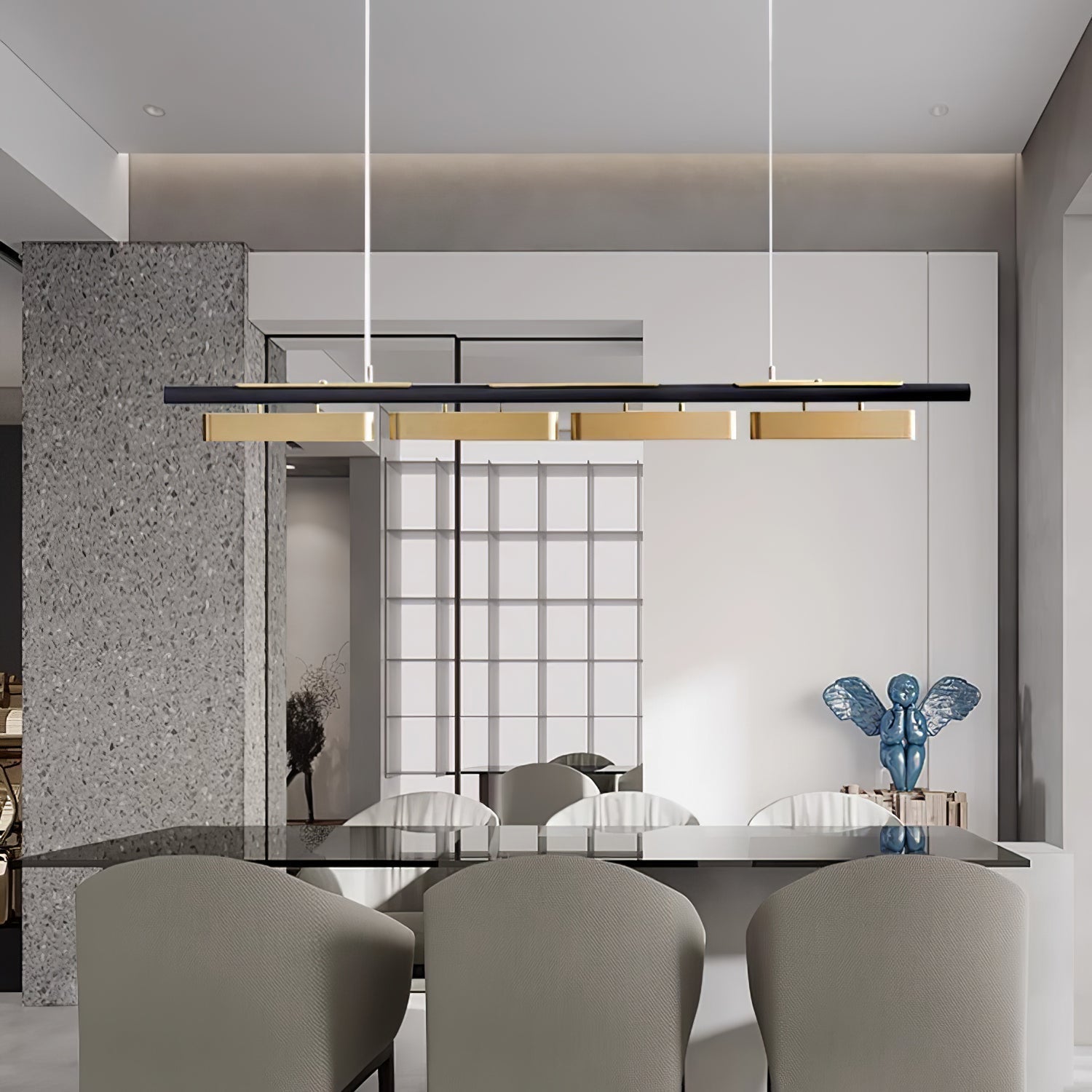 Colt Modern Linear Brass Pendant Light with Integrated LED for Kitchen Island