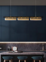 Colt Modern Linear Brass Pendant Light with Integrated LED for Kitchen Island