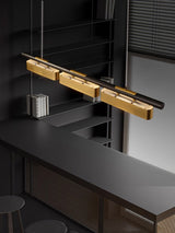 Colt Modern Linear Brass Pendant Light with Integrated LED for Kitchen Island