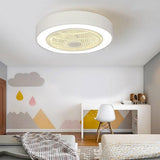 Compact Round Flush Mount Bladeless Ceiling Fan with LED Lights and Five Speed Remote