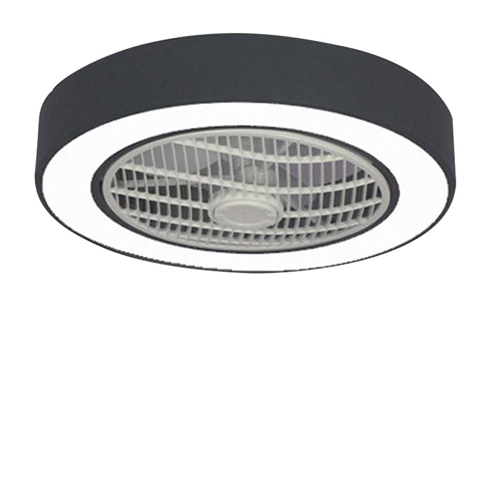 Compact Round Flush Mount Bladeless Ceiling Fan with LED Lights and Five Speed Remote