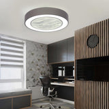 Compact Round Flush Mount Bladeless Ceiling Fan with LED Lights and Five Speed Remote