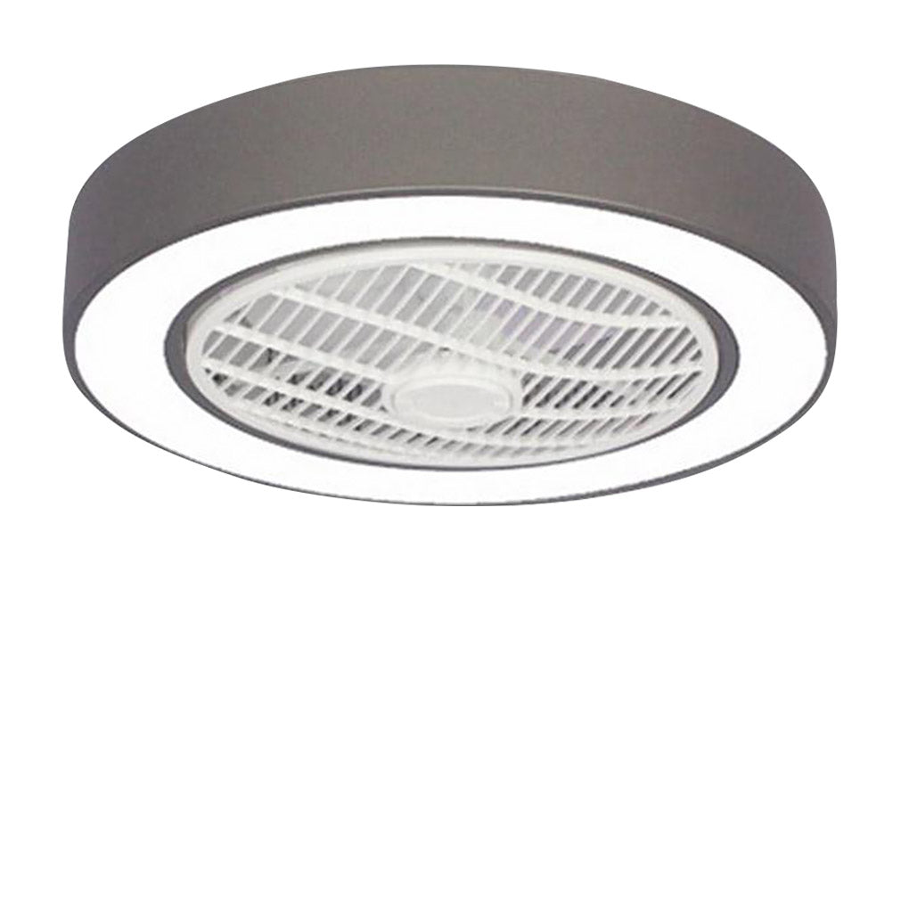 Compact Round Flush Mount Bladeless Ceiling Fan with LED Lights and Five Speed Remote