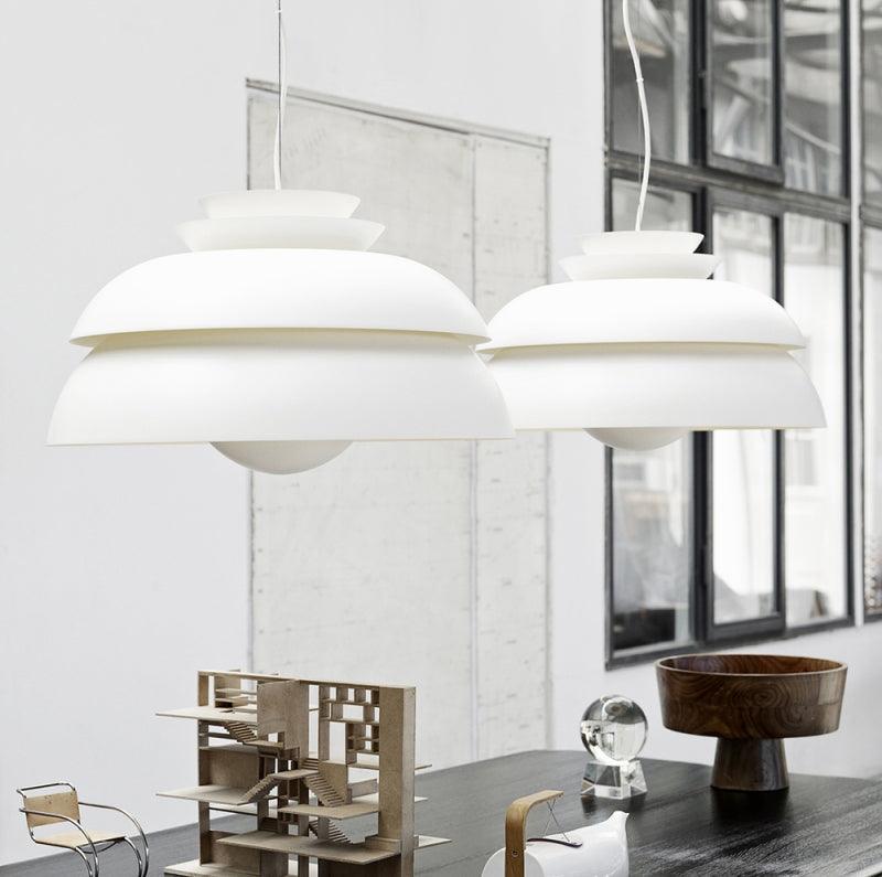 Concert Multi Shade Tiered Pendant Lamp Modern Matte Metal Hanging Ceiling Light for Living Room