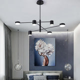 Contemporary 6 Light LED Black Sputnik Chandelier Adjustable Modern Foyer and Dining Room Pendant