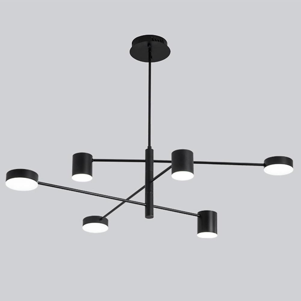 Contemporary 6 Light LED Black Sputnik Chandelier Adjustable Modern Foyer and Dining Room Pendant