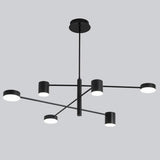 Contemporary 6 Light LED Black Sputnik Chandelier Adjustable Modern Foyer and Dining Room Pendant