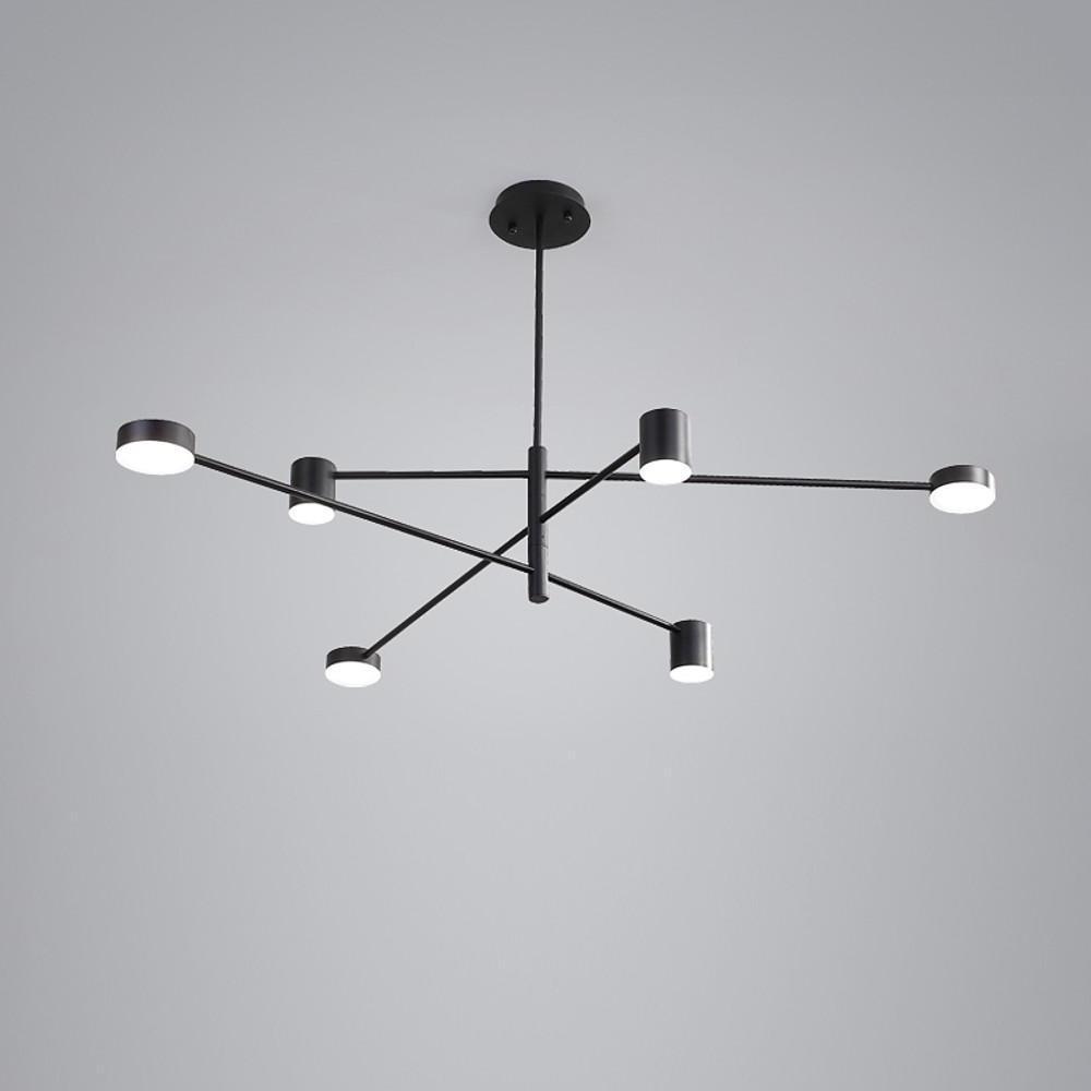 Contemporary 6 Light LED Black Sputnik Chandelier Adjustable Modern Foyer and Dining Room Pendant