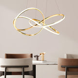 Contemporary Aluminum Curved LED Circular Pendant Light with Three Step Color Dimming