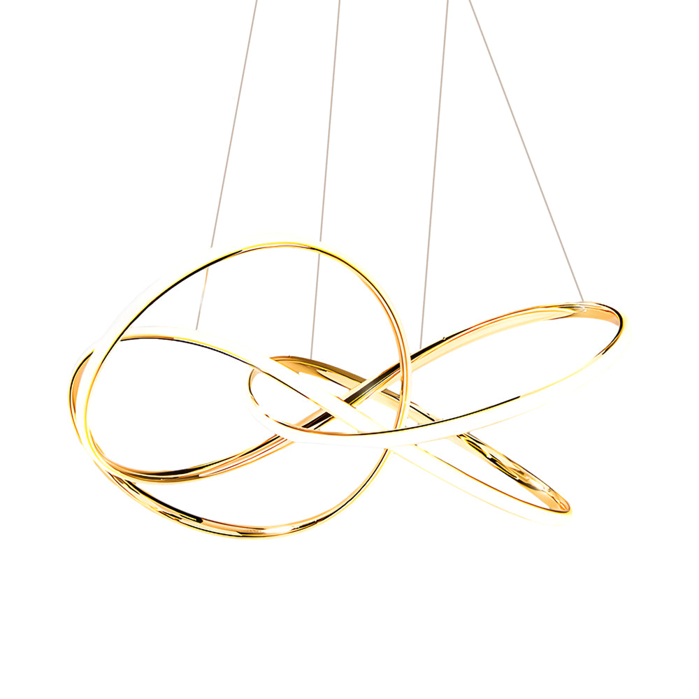 Contemporary Aluminum Curved LED Circular Pendant Light with Three Step Color Dimming