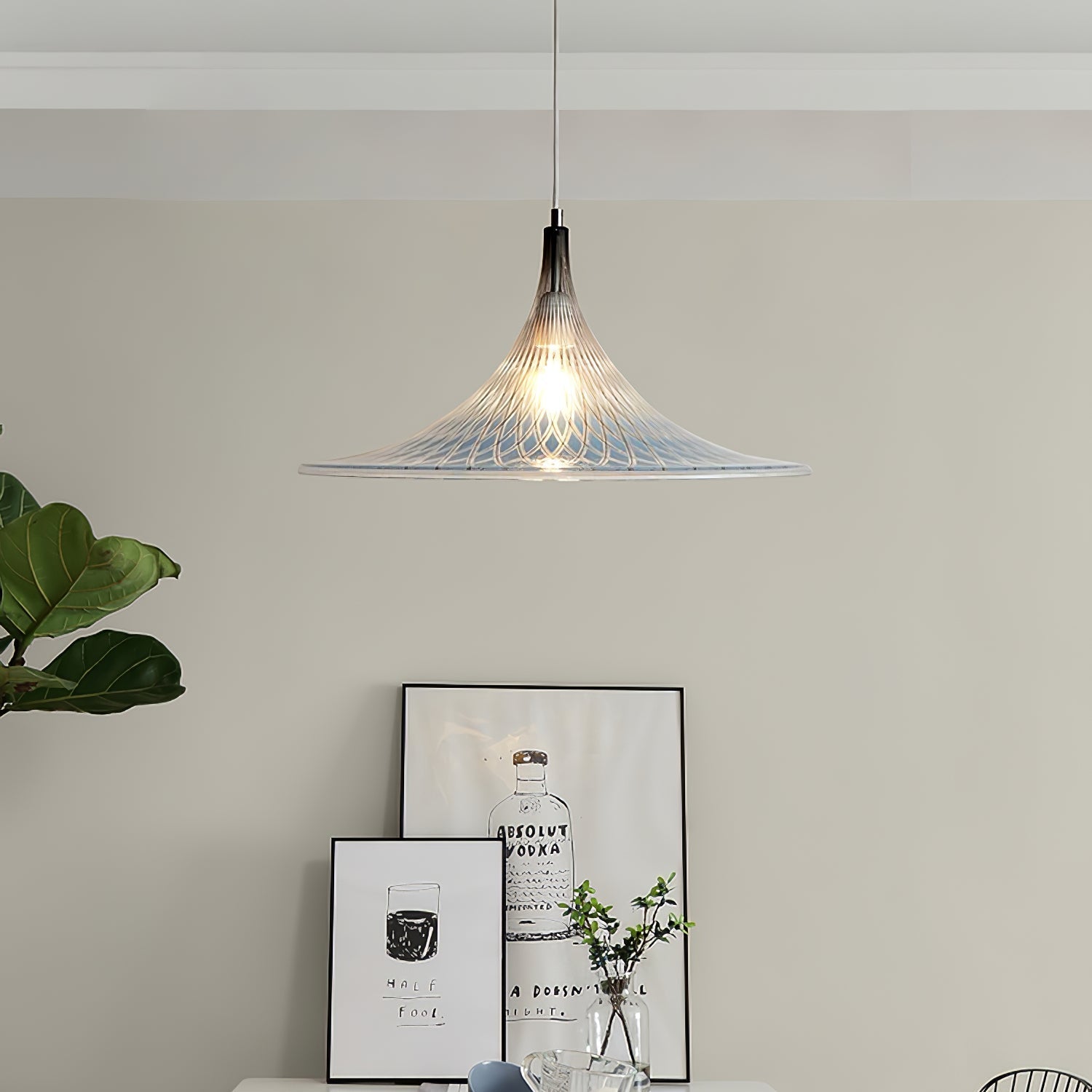 Contemporary Blue and Chrome Vortex Pendant Light with Swirl Design