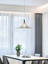 Contemporary Blue and Chrome Vortex Pendant Light with Swirl Design