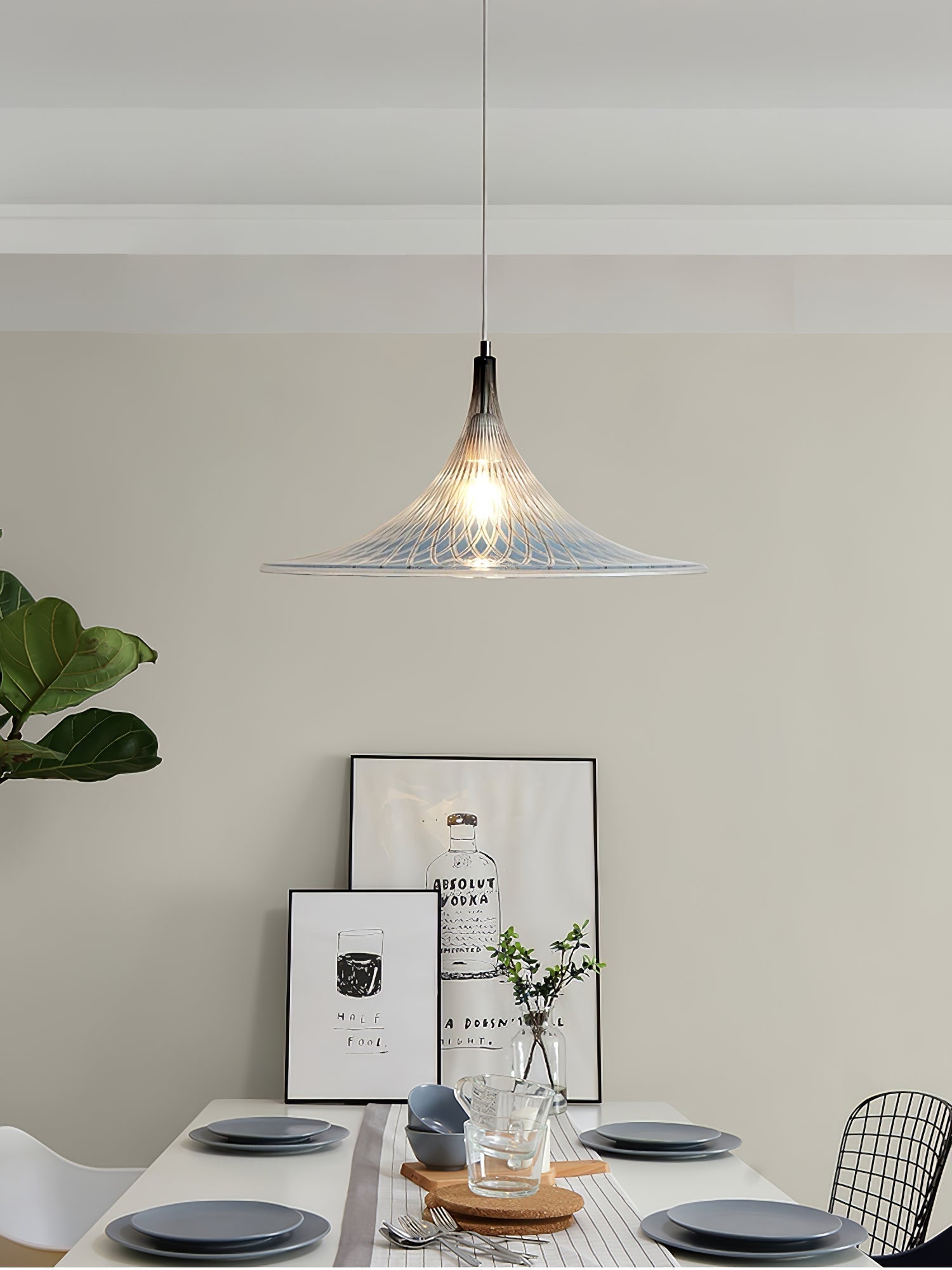 Contemporary Blue and Chrome Vortex Pendant Light with Swirl Design