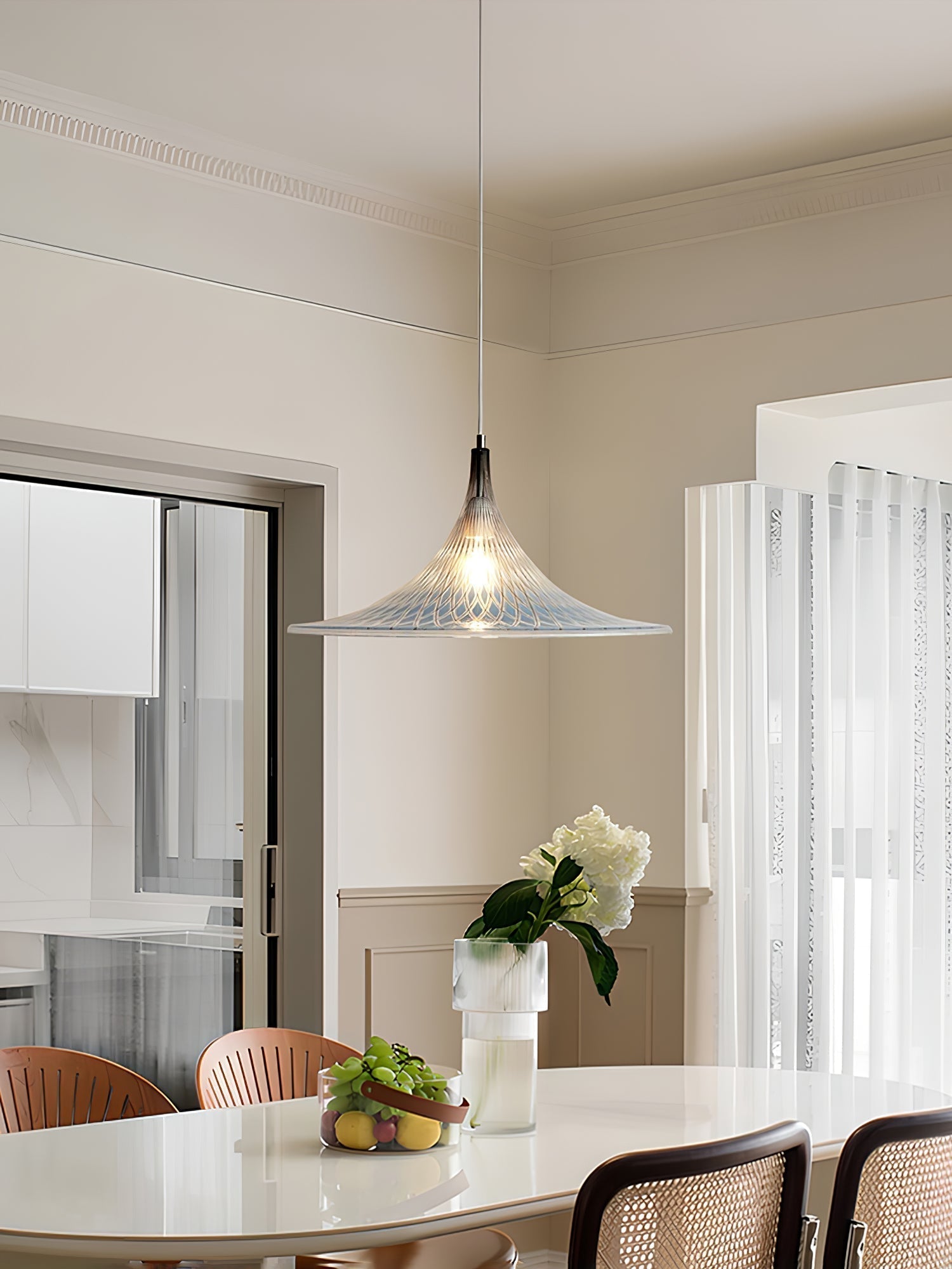 Contemporary Blue and Chrome Vortex Pendant Light with Swirl Design