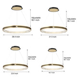 Contemporary Brushed Gold LED Circle Chandelier Three Step Dimming Pendant Lighting for Home