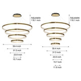 Contemporary Brushed Gold LED Circle Chandelier Three Step Dimming Pendant Lighting for Home