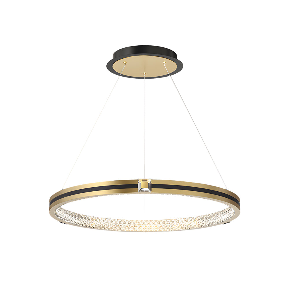 Contemporary Brushed Gold LED Circle Chandelier Three Step Dimming Pendant Lighting for Home