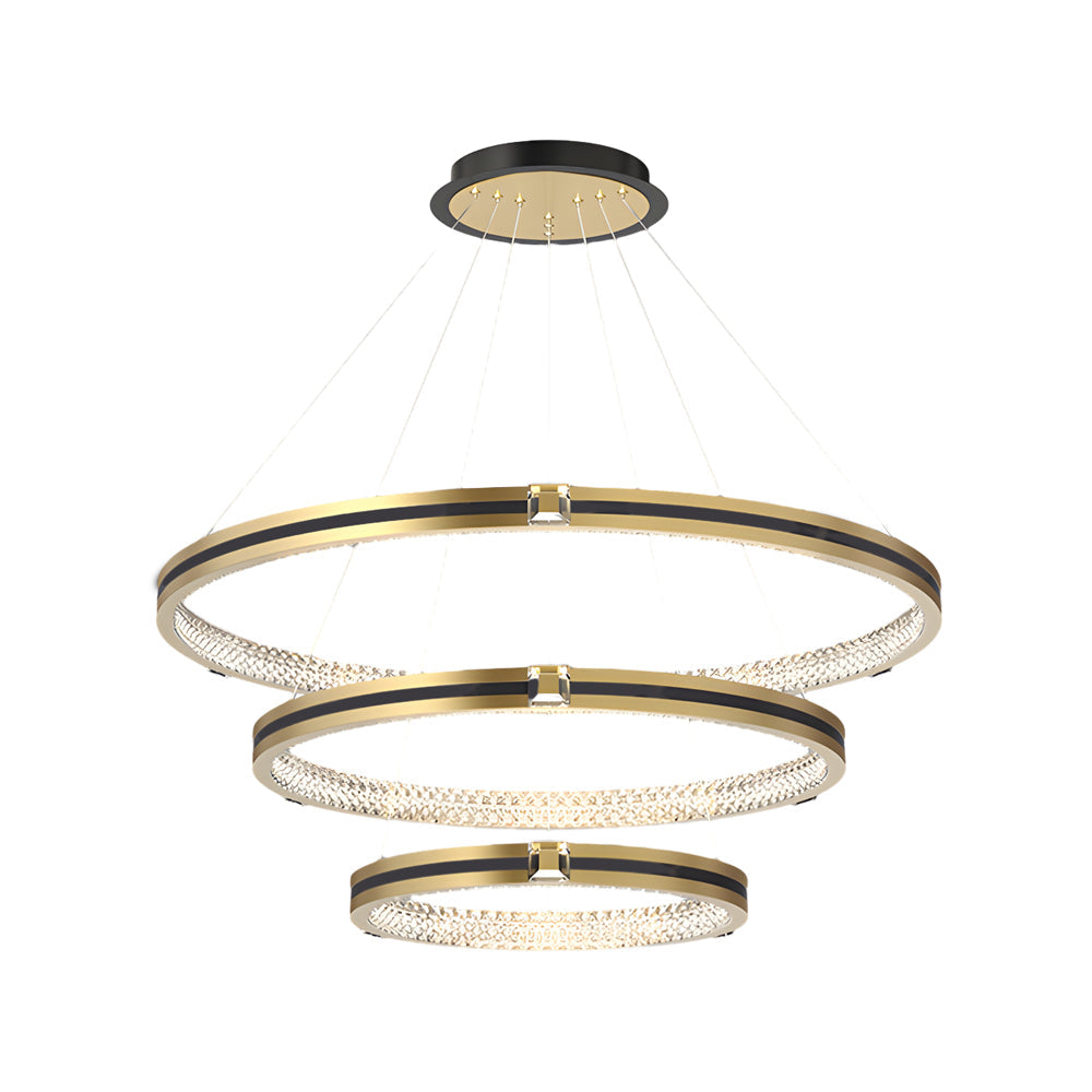 Contemporary Brushed Gold LED Circle Chandelier Three Step Dimming Pendant Lighting for Home
