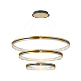 Contemporary Brushed Gold LED Circle Chandelier Three Step Dimming Pendant Lighting for Home