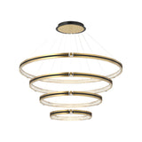 Contemporary Brushed Gold LED Circle Chandelier Three Step Dimming Pendant Lighting for Home