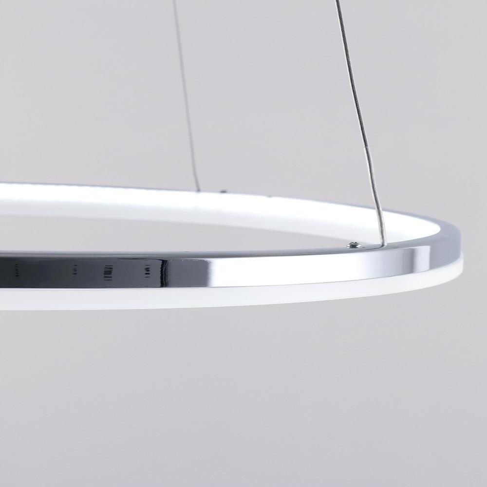 Contemporary Circular LED Pendant Light in Brushed Nickel with Remote Control Ceiling Fixture