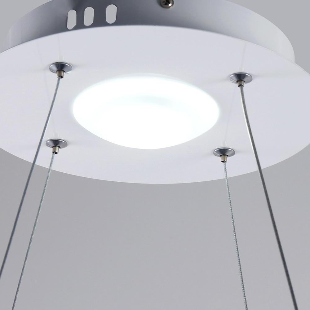 Contemporary Circular LED Pendant Light in Brushed Nickel with Remote Control Ceiling Fixture