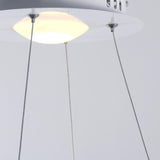 Contemporary Circular LED Pendant Light in Brushed Nickel with Remote Control Ceiling Fixture