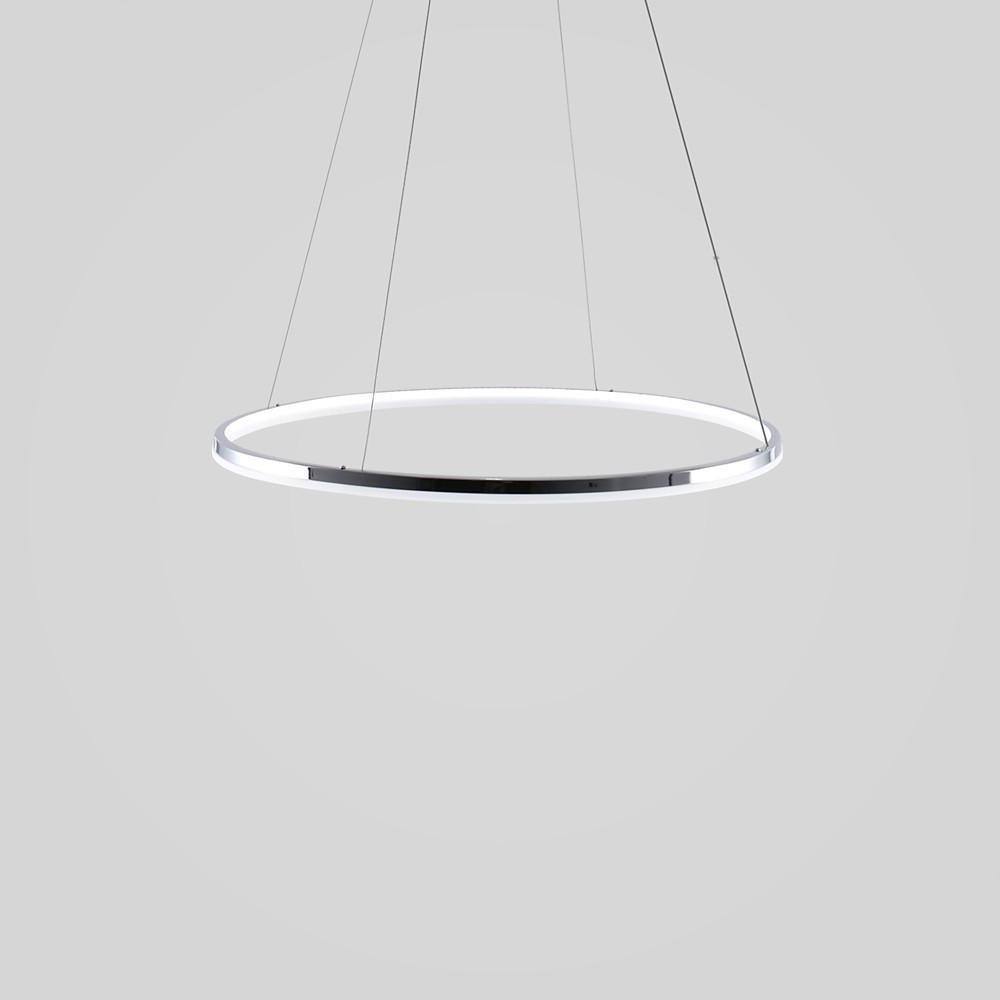 Contemporary Circular LED Pendant Light in Brushed Nickel with Remote Control Ceiling Fixture