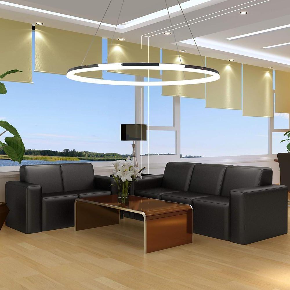 Contemporary Circular LED Pendant Light in Brushed Nickel with Remote Control Ceiling Fixture