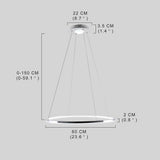 Contemporary Circular LED Pendant Light in Brushed Nickel with Remote Control Ceiling Fixture
