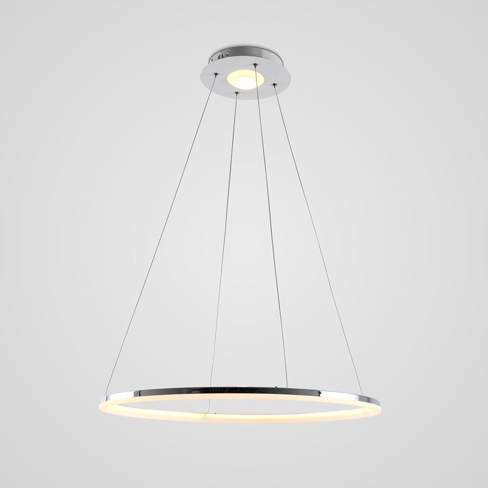 Contemporary Circular LED Pendant Light in Brushed Nickel with Remote Control Ceiling Fixture