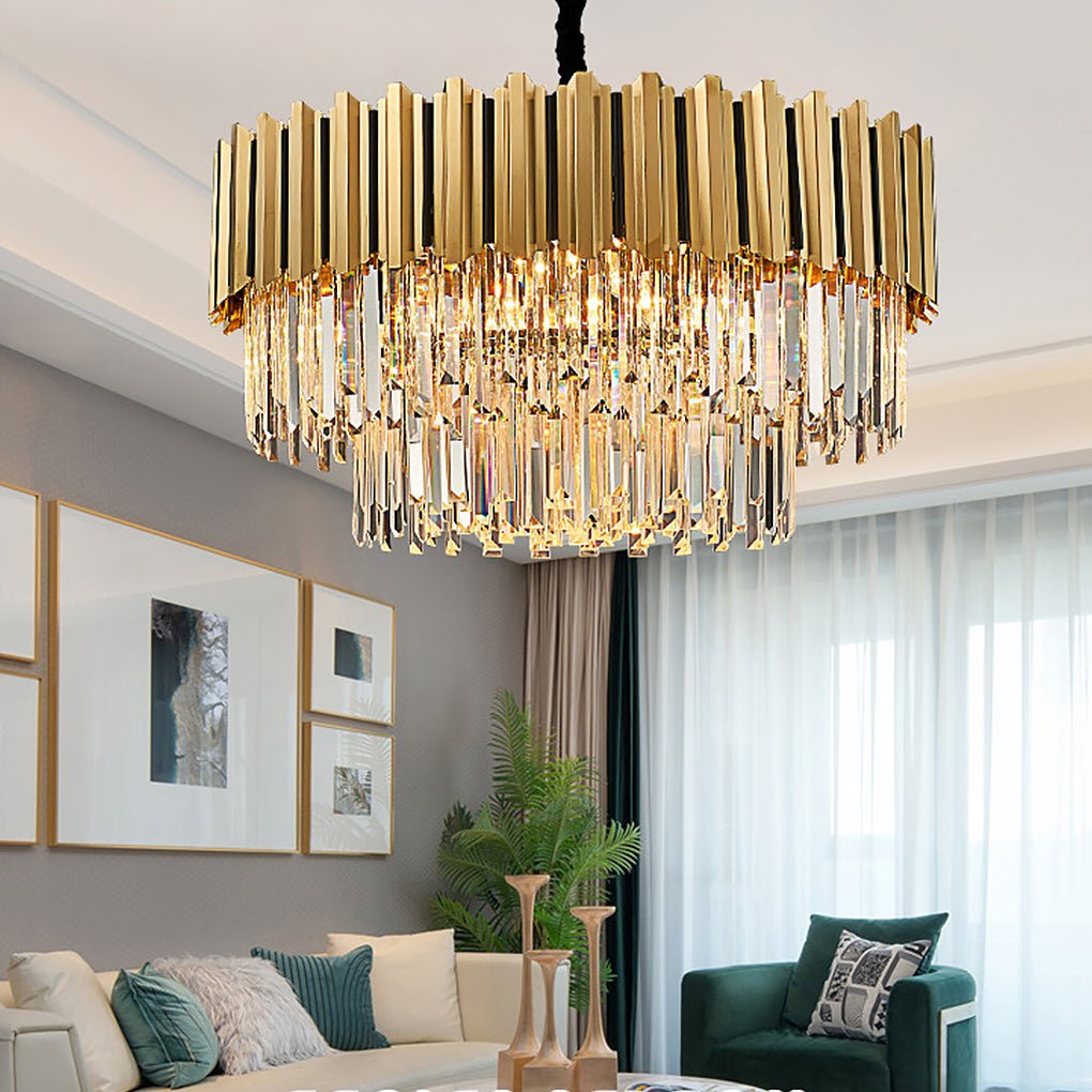 Contemporary Geometric Crystal LED Chandelier Lighting for Sophisticated Interiors