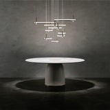 Contemporary Geometric LED Ring Chandelier with Integrated Gold Spotlights