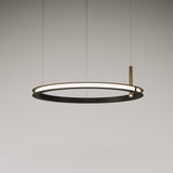Contemporary Geometric LED Ring Chandelier with Integrated Gold Spotlights