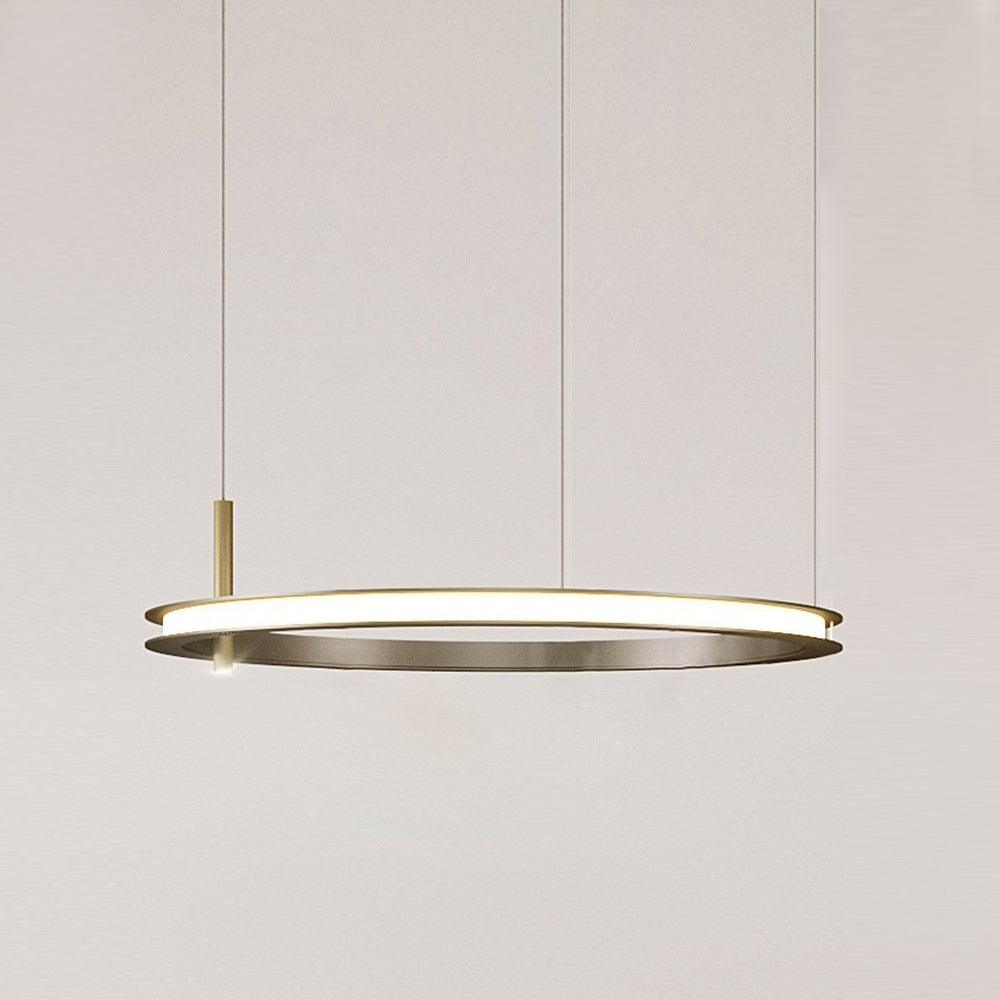 Contemporary Geometric LED Ring Chandelier with Integrated Gold Spotlights