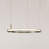Contemporary Geometric LED Ring Chandelier with Integrated Gold Spotlights