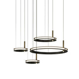Contemporary Geometric LED Ring Chandelier with Integrated Gold Spotlights