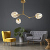 Contemporary Geometrical LED Glass Chandelier with 3 Oval Shades for Living Room
