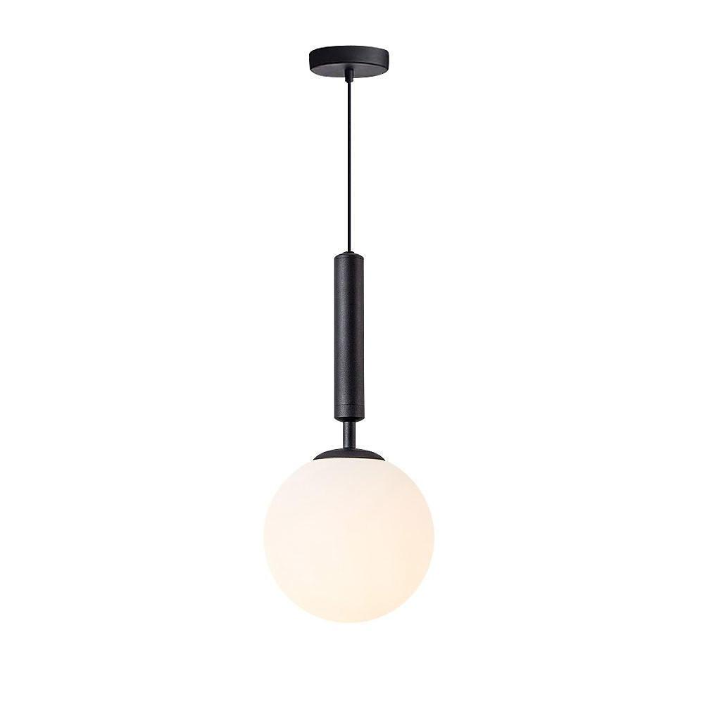 Contemporary Globe Glass Pendant Light with Electroplated Metal Frame and Adjustable Hanging Cord