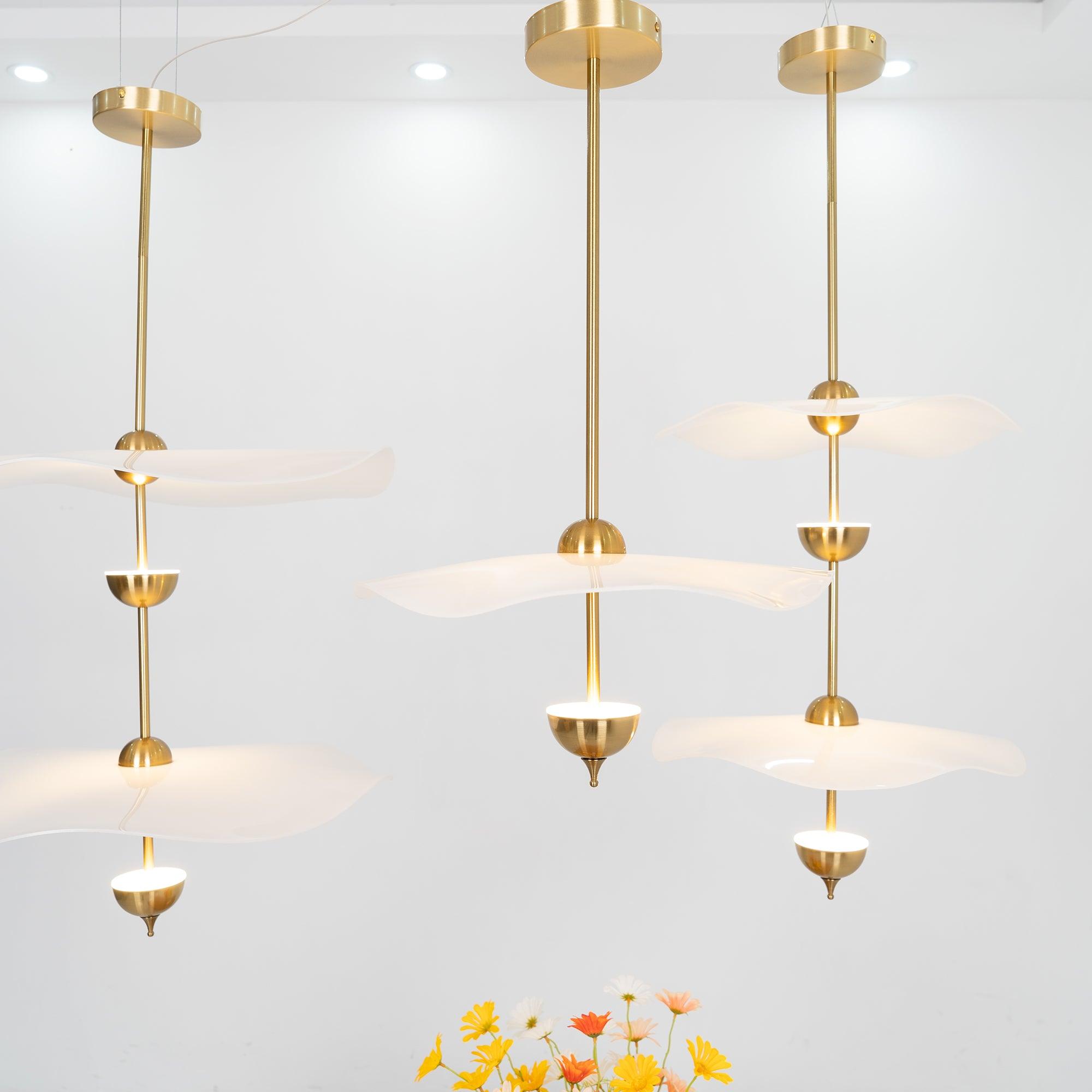 Contemporary Gold Double Biscuit LED Pendant Light for Modern Dining Room Lighting