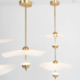 Contemporary Gold Double Biscuit LED Pendant Light for Modern Dining Room Lighting